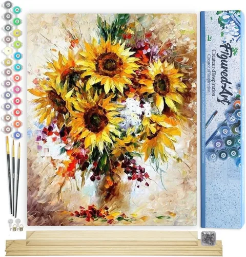 Vista 120 de Figured'Art Pintura por números para adultos, flores rojas abstractas, 16 x 20 pulgadas, kit de pintura artística para manualidades, lienzo