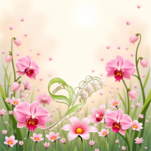 Vista 8 de Pink Lily of The Valley - Pinzas para el cabello, orquídeas grandes, antideslizantes, fuertes pinzas de metal, garras de pelo de acetato, bonitos