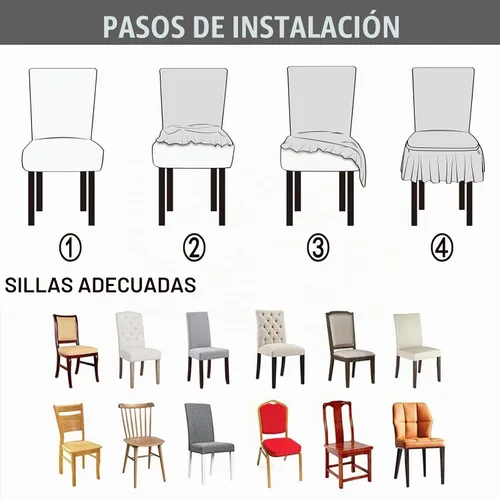 Vista 7 de Qubjus Juego de 2 fundas elásticas para sillas de comedor con falda, extraíbles y lavables, para sillas de cocina, juego de fundas protectoras