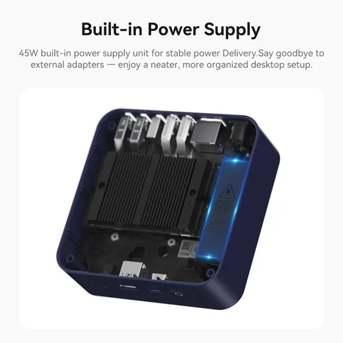Vista 4 de Beelink EQ Mini PC, Intel N150 (hasta 3.6 GHz) 12 GB LPDDR5 RAM 500 GB SSD Salida HDMI 4K UHD dual/BT5.2/WiFi6/Gigabit Ethernet Family-NAS/HTPC