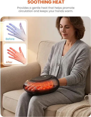 Vista 7 de COMFIER Masajeador inteligente de manos, control de aplicación, masaje de manos con calor y compresión, masajeador para artristis, túnel carpiano