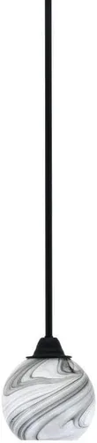 Vista 159 de Toltec Lighting Paramount - Mini colgante de 1 luz en acabado negro mate con cristal de arte perla de 7 pulgadas y estilo negro