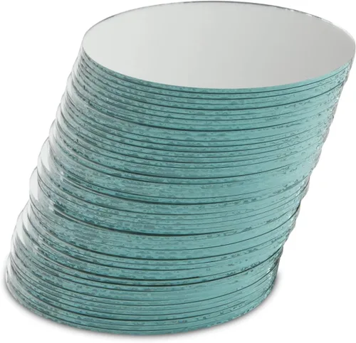 Vista 6 de Juvale Espejos redondos de vidrio de 4 pulgadas para manualidades, 4 pulgadas, paquete de 50, azul, moderno, suministros de manualidades
