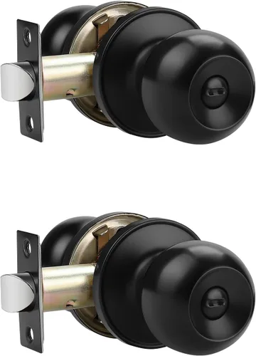 Vista 21 de Probrico Paquete de 1 pomo redondo para puerta de cama/baño, función de privacidad para baño/dormitorio, manija