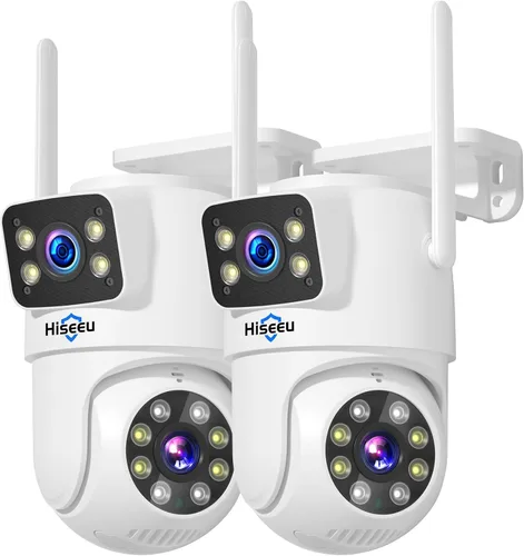 Vista 10 de Hiseeu - Cámara de seguridad inalámbrica, WiFi 5G/2.4G, vista de lente dual, control de inclinación, zoom, visión nocturna a todo color, detección