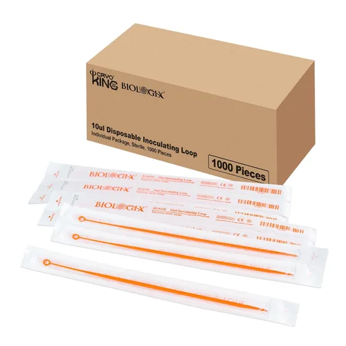 Vista 10 de Bucle de inoculación desechable de 1 ul, varilla de muestreo de plástico estéril gamma, herramienta de inoculación de poliestireno azul