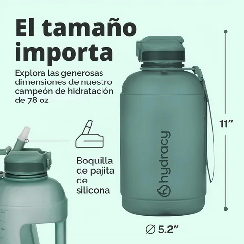 Vista 5 de Hydracy Botella de agua de plástico Tritan de 2.3 L sin BPA con correa de hombro ajustable, tapa a prueba de derrames y práctica boquilla de Lus