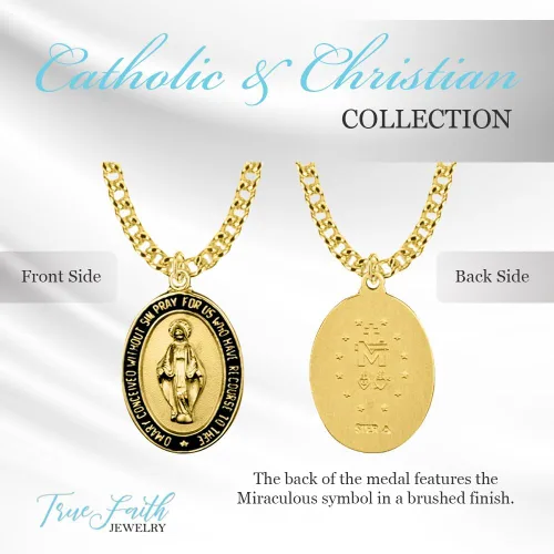 Vista 3 de TrueFaithJewelry Medalla milagrosa con borde esmaltado negro, 7/8 pulgadas
