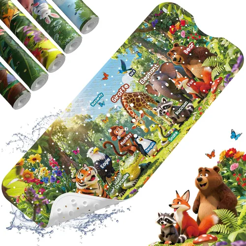 Vista 10 de XIYUNTE Alfombra de Baño para Bebé para Bañera Antideslizante Alfombra de Baño para Niños - 40''x16'' Extra Larga Alfombra de Bañera para Bebé