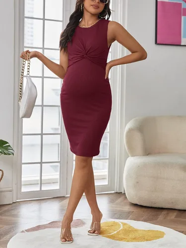Vista 4 de Verdusa Vestido de maternidad para mujer, sin mangas, ajustado, tipo lápiz, sin mangas