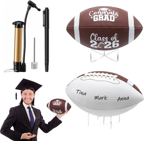 Vista 10 de Seematn Juego de fútbol americano impreso con autógrafo con soporte acrílico y bomba de bolígrafo de la firma, juego de regalo de entrenador