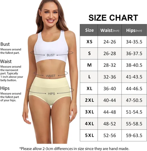 Vista 5 de wirarpa - Ropa interior de algodón para mujer, cintura alta y cobertura completa, paquete de 4unidades (tallas regular y extragrande)