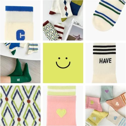 Vista 3 de AMYETAILEEN Women Crew Ankle Socks 5 Pairs - Women Checkered Happy Neutral Girls Fun Warm Cozy Cotton Casusal