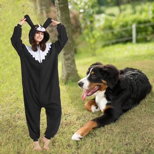 Vista 2 de BETIFUHOM Pijama unisex para adultos, disfraz de Halloween y Navidad, cosplay para mujeres y hombres