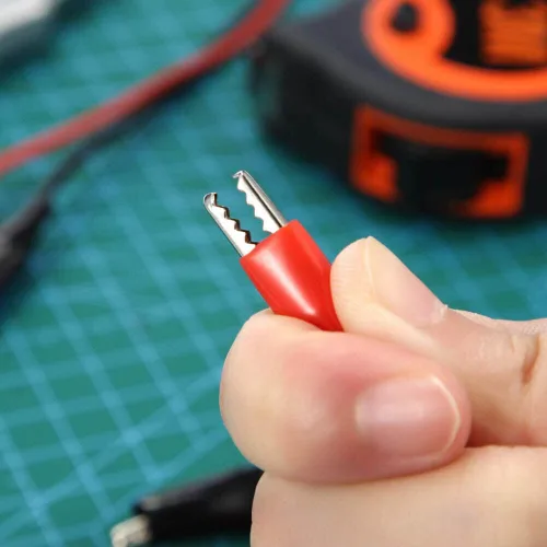 Vista 7 de 5 pares de cables de prueba dobles rojos y negros con pinzas de cocodrilo, cable de puente 16GA