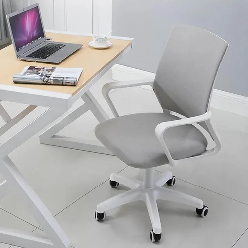 Vista 6 de Home Mesh Back Swivel Chair with Padded Seat and 360° Swivel - Computer Desk Chair with Arms - Adjustable Task Chair for Office - White Mesh Task