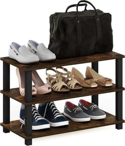 Vista 28 de Furinno Turn-N-Tube - Zapatero estrecho de 3 niveles, zapatero con organizador curvado independiente, 11.7 x 23.6 x 21.9 pulgadas, para entrada