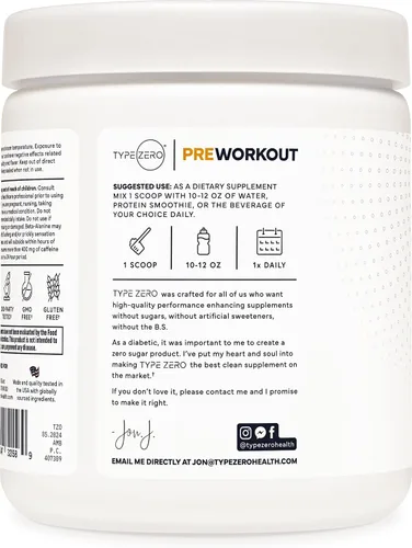 Vista 7 de Type Zero Amino Burn Vegan BCAA + Pre-entrenamiento (sabor a piña colada)