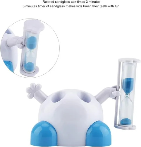 Vista 4 de Soporte para cepillo de dientes con 3 minutos de dibujos animados Animal Countdown Timer Founction (azul)