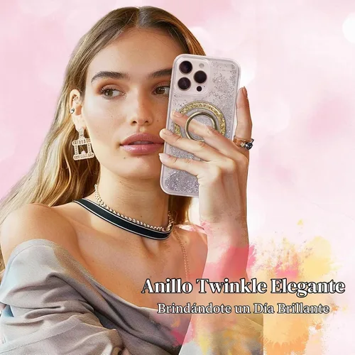 Vista 3 de Anillo magnético para teléfono MagSafe Grip [Super Magnet] StylishTwinkle Design Soporte de anillo Soporte de anillo Magsafe Pop Socket (dorado)