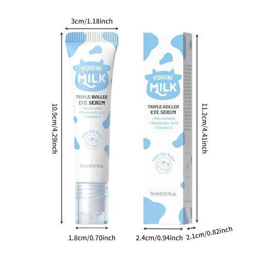 Vista 9 de ARAKY - Crema de ojos de leche para ojeras e hinchazón, suero hidratante de triple rodillo, mejora la elasticidad de la piel, opacidad hidratante
