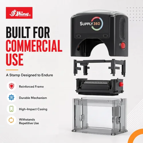 Vista 5 de Imprint 360 AS-IMP1001 - Copia Client S, sello de goma autoentintado de calidad comercial resistente, tinta roja, tamaño de impresión de 9/16" x