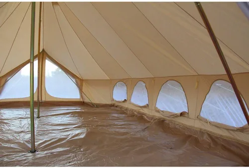 Vista 6 de Tienda de campaña de lona de algodón de 19.7 ft, 3 puertas, extra grande, impermeable, con orificio para estufa de techo, para 8-12 personas