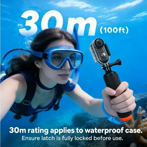 Vista 8 de JETO Mini cámara corporal 4K, cámara de acción POV con clip con cordón magnético, clip trasero giratorio, gran angular de 150°, funda impermeable