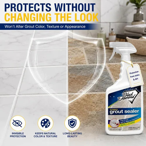 Vista 5 de SELLADOR DE LECHADA ULTIMO – Protección profesional para azulejos, piedra y lechada para duchas, pisos y salpicaderos Fácil de limpiar, repelente