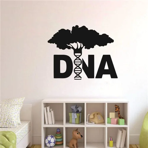 Vista 5 de Vinilo adhesivo de pared de árbol de ADN, etiqueta de pared para el hogar decoración de la ciencia de la biología, etiqueta engomada de vinilo Negro