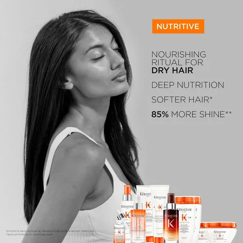 Vista 7 de Champú Kerastase Nutritive Bain Satin Limpia suavemente y repone la humedad para un cabello suave y brillante Con proteínas a base de plantas