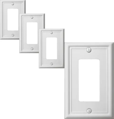 Vista 8 de OKAWYC Cubierta Individual de Interruptor de Luz en Blanco Luca Placa de Pared de Metal, Paquete de 4 Blanco 1 Gang, Cubierta de Interruptor de Luz