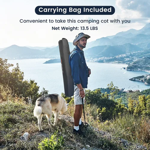 Vista 4 de Goplus Catre plegable para acampar con bolsa de transporte, cama de dormir portátil y ligera para exteriores para adultos y niños, capacidad