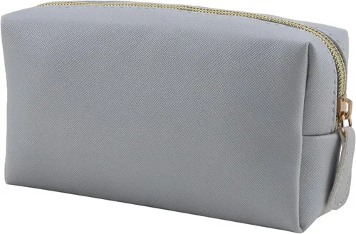 Vista 10 de Bolsa de maquillaje de cuero Apooliy para bolso de viaje, organizador de cosméticos portátil pequeño para mujeres y niñas, bolsa de maquillaje