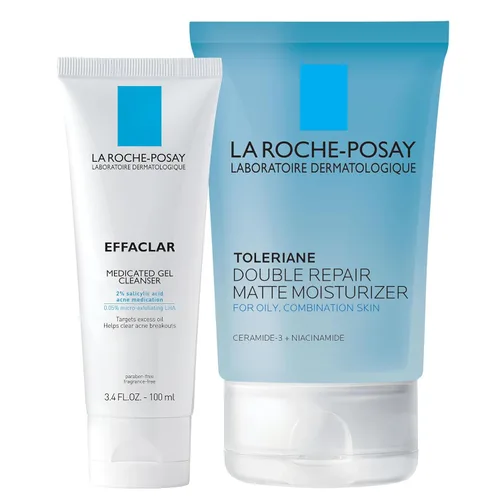 Vista 9 de La Roche-Posay Effaclar Limpiador de gel medicado, limpiador de ácido salicílico al 2% + LHA + glicerina, lavado facial espumoso para el acné, ayuda
