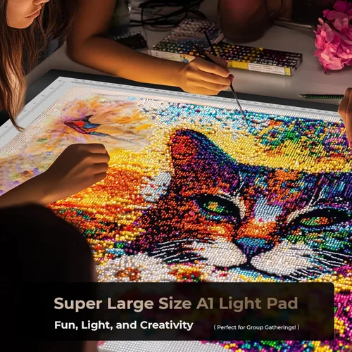 Vista 2 de Almohadilla de luz A1 para pintura de diamantes, 10000+ LUX súper brillante, 3 colores y 10 niveles/tablero de luz de atenuación continua extra
