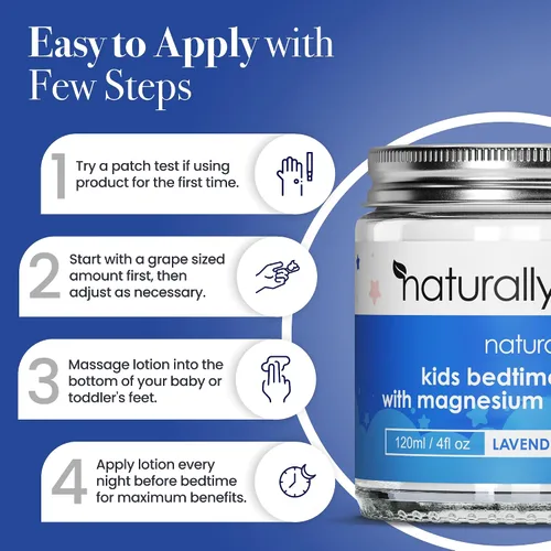 Vista 5 de NaturallyMum Loción de magnesio para niños con vitamina D Apoyo para la salud del sueño, corazón, hueso, nervio, intestino y músculo Alternativa
