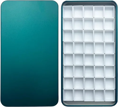 Vista 16 de FCLUB Paleta de latas de acuarela con 20 bandejas vacías completas con rayas magnéticas DIY tu kit de acuarela de viaje