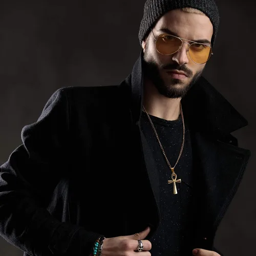 Vista 4 de 3 piezas de collar con colgante de Ankh de acero inoxidable para hombre negro dorado plateado Acero inoxidable y aleación Acero inoxidable y aleación