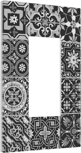 Vista 109 de Azulejos Negros Texturas Modernas Retro Marruecos 1 Gang Cubierta de Interruptor de Luz Sin Dispositivo Placa de Pared en Blanco Decorativa Placa