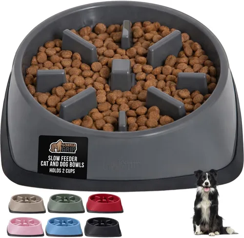 Vista 12 de GORILLA GRIP® Cuencos patentados de alimentación lenta sin BPA, juguete interactivo para perros y gatos, enriquecimiento de entrenamiento Beige