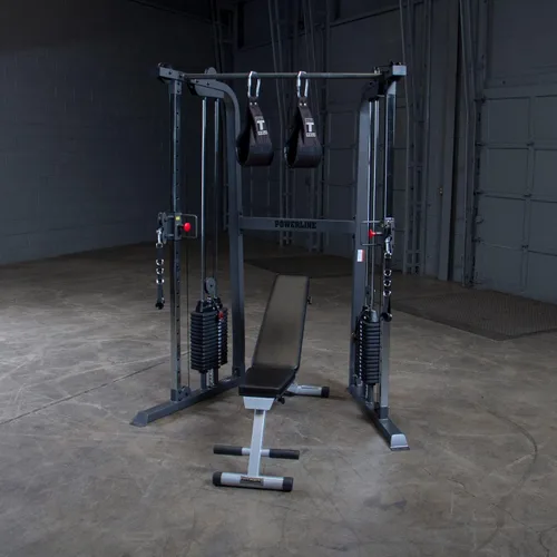Vista 5 de Body-Solid Powerline - Máquina de ejercicios cruzados para gimnasio doméstico y comercial, centro de entrenamiento funcional con pila de pesas