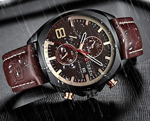 Vista 4 de Mgae - Reloj de pulsera para hombre, analógico, militar, de cuarzo, resistente al agua