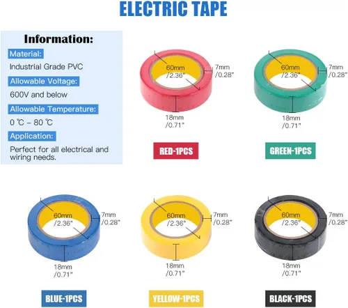 Vista 3 de Glarks Pelacables multifunción de 8 pulgadas, 10-22 AWG y 175 tuercas giratorias, conectores de cable eléctrico, terminales de tornillo con 5 piezas