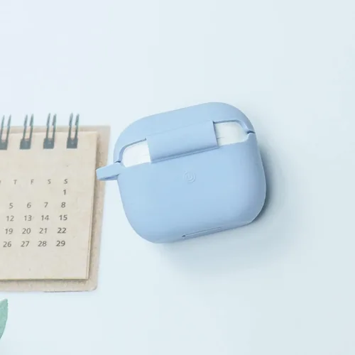 Vista 6 de Wonhibo Funda para Airpods 3, bonita funda de diseño azul mariposa para Airpod 3ª serie 3 tercera generación 2021 con llavero