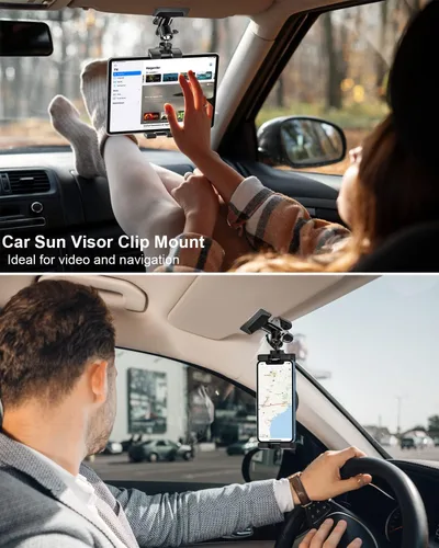 Vista 3 de Soporte para tablet de automóvil, soporte para tableta de automóvil, rotación de 360°, abrazadera universal para volante con tornillo de 1/4