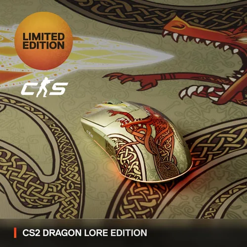 Vista 2 de SteelSeries Mouse inalámbrico para juegos CS2 Dragon Lore Edition - Counter-Strike - 2.4GHz y Bluetooth - Sensor óptico TrueMove Air de 18 K DPI
