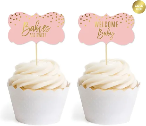 Vista 15 de Andaz Press Blush Rosa y Metallic Gold Confeti Lunares Baby Shower Party Collection Banderín colgante con cuerda, Baby Shower, 5 pies, 1 juego