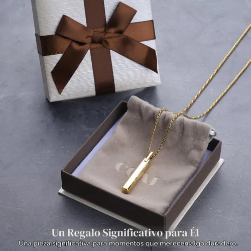 Vista 5 de COAI Collar de barra de acero de tungsteno para hombres y mujeres, chapado en oro de 18 quilates, collar con colgante de color plateado para hombres