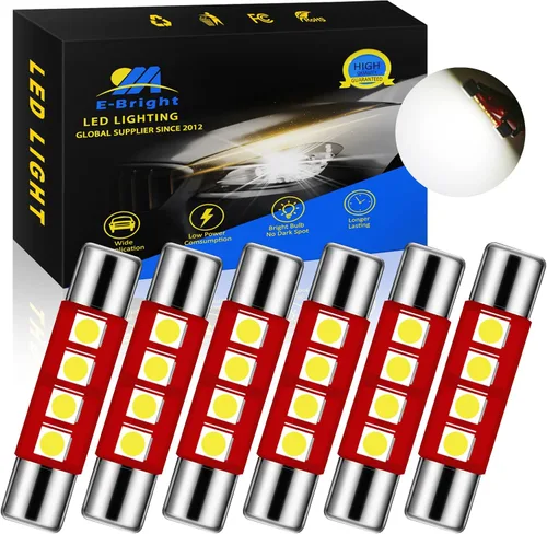 Vista 7 de YM E-Bright Festoon LED azul de 1.102 in para luces de espejo de visera de automóvil, 14V1CP 6641 6612F LED Festoon Bulb 12V Dome Light, 3030-4SMD